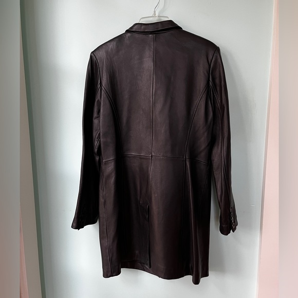 Kenneth Cole Reaction Black Leather Button Up Coat Medium - Picture 3 of 15